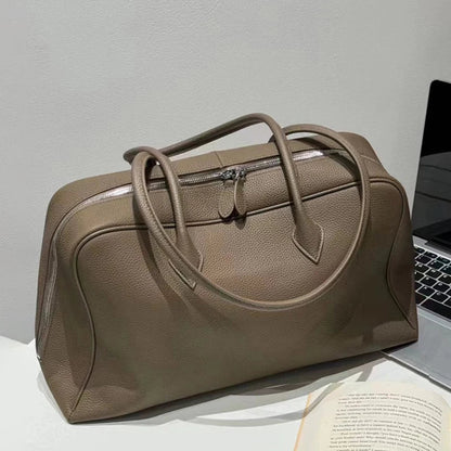Genuine Leather Bowling Bags For Women Luxury Designer Handbags And Purses 2025 New In Cowhide Lychee Texture Underarm Shoulder
