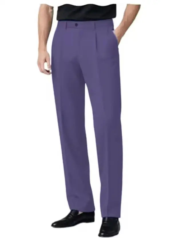 Men's Dress Pants Premium Chinos Business Pleated Wide-Leg Versatile Formal Casual Trousers Daily Office Banquet Wedding Summer