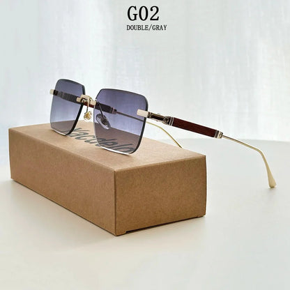 Rimless Sunglass Men Vintage 2025 Fashion Glasses Square Sunglasses Women Trendy And Fashionable Gafas De Sol Hombre Zonnebril