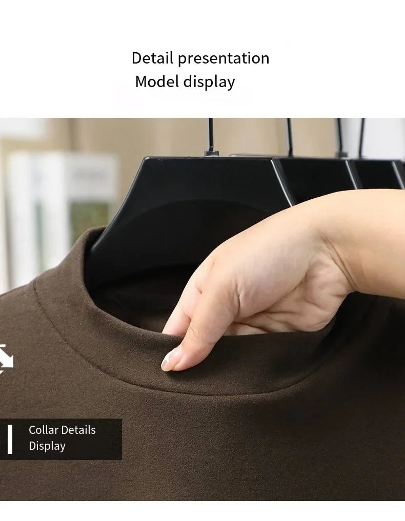 luxury quality man long-sleeved t-shirt mock neck solid color printing warm spring new long sleeves sports fashion mens clothing