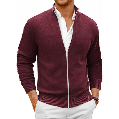 Men's Knit Zipper SweaterCoats Slim Fit Sweaters Stand Collar Fall Winter Cardigan Sweater Jumper Warm Streetwear