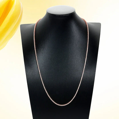 S925 Silver Plated 18k Rose Gold All Moissanite Tennis Necklace D VVS1 2/2.5/3/4/5mm Pass Diamond Test Neck Chain Woman Man