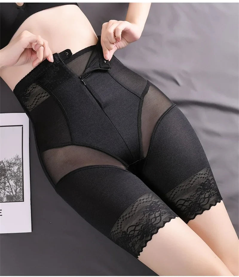 Zipper Tummy Control Panties High Waist Shapewear Brief Shorts Body Shaper Butt Lifting Silky Stretchy Fabric Seamless