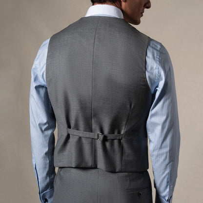 Men Vest Gray Double Breasted With Lapel Solid Waistcoat For Wedding Banquet Business Work Office Casual Daily Men Suit Vest