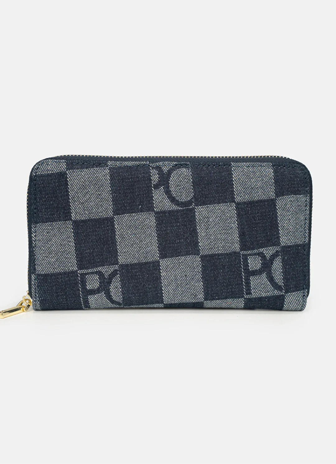 Women Handbag Chessboard Pattern Long Wear Resistant Denim Retro Large Capacity Multi Card Niche Luxury Versatile Wallet