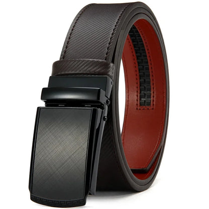 New Mens Belt Automatic Genuine Leather Luxury Belt of Men Male Metal Automatic Buckle Designer High Quality Waist Belt Black