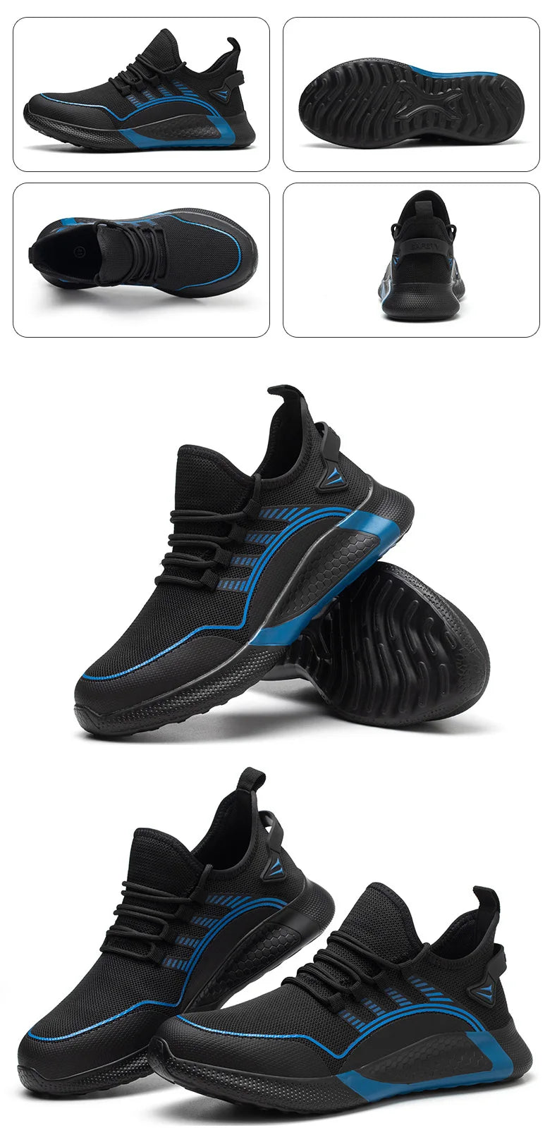 Large Size 50 Safety Shoes Men Anti-Smashing Steel Toe Cap Puncture Proof Indestructible Light Breathable Sneaker Work Shoes