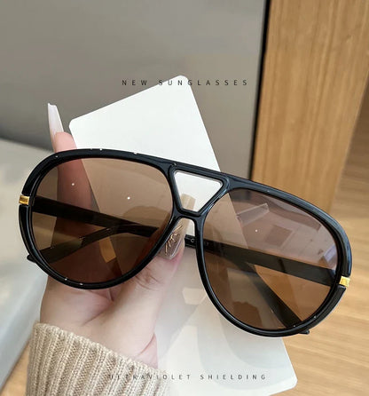 Cycling Trendy Women Square Twin Bridge Pilot Sunglasses New Luxury Designer Shades Outdoor Driving Travel Female Sun Glasses