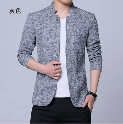 Men's Autumn Winter Casual Slim Fit Plaid Suit Jacket Korean Style Fleece Thickened Coat Large Size Single Breasted Westwear