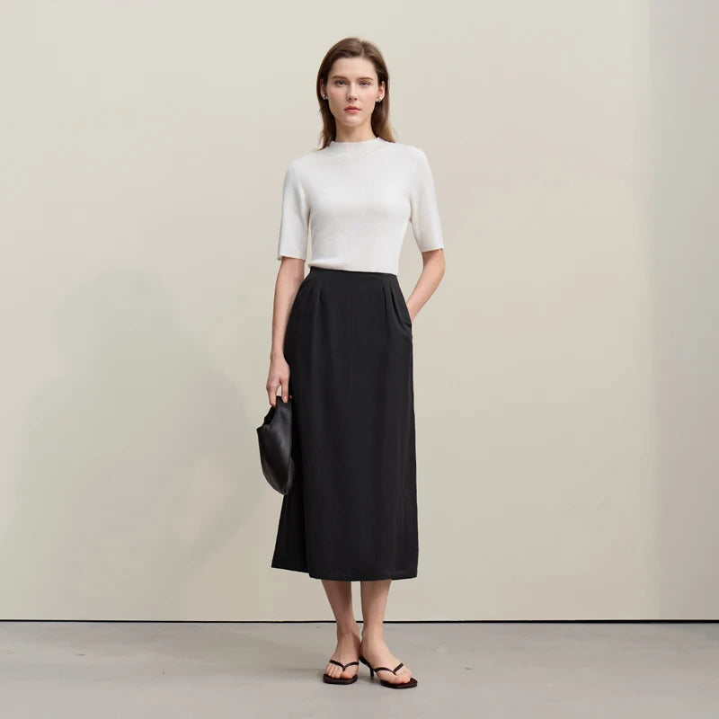 Casual Skirts For Women 2026 Spring New Elegant A-shaped Skirt Women Split Pocket Versatile Medium And Long Skirt 12621024