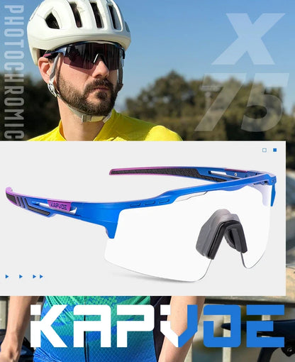 Photochromic Sunglasses UV400 Bike Bicycle Glasses Men's Blue Sports Woman Cycling Eyewear Outdoor MTB Glasses Bike Goggles