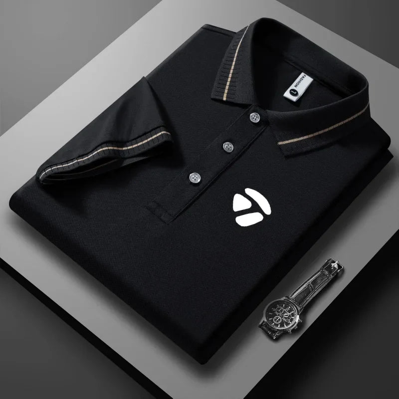 2026 New Men's Polo Collar T-shirt Short Sleeved Casual Sweat Absorbing Breathable T-shirt Men's Top