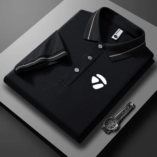 2026 New Men's Polo Collar T-shirt Short Sleeved Casual Sweat Absorbing Breathable T-shirt Men's Top