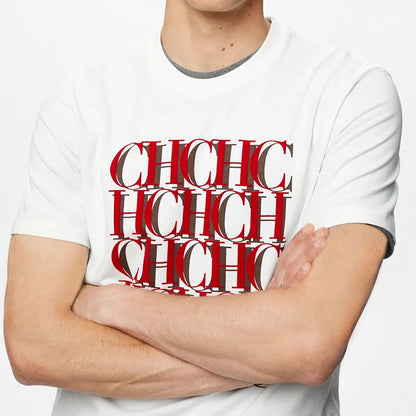 Men's Short Sleeves Pure Cotton Round Neck Letter Design Men's Short Sleeves New Fashion Commuter Versatile Men's Classic Top