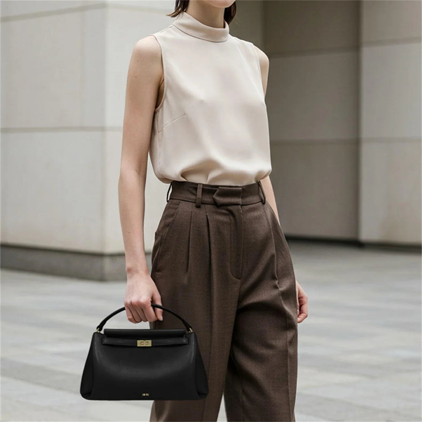 Carmen Lock Handbag 2026 New Women's Crossbody Small Square Purse Vegan Leather Top Handle Shoulder Bag for Daily Commute