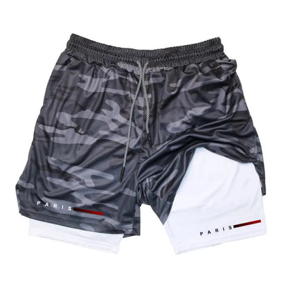 Men Running Shorts 2 in 1 Double-deck Sport Shorts Sportswear Gym Fitness Short Pants Training Jogging Bottom Men's Clothing