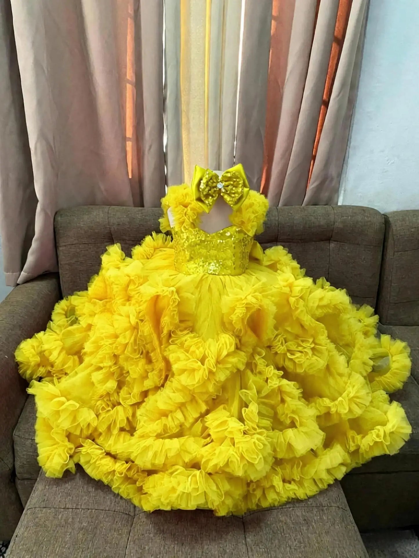 Luxury Ball Gown Girls Birthday Party Gowns Ruffles Sequined Flower Girl Dress For Wedding Customized Princess Child Prom Dress