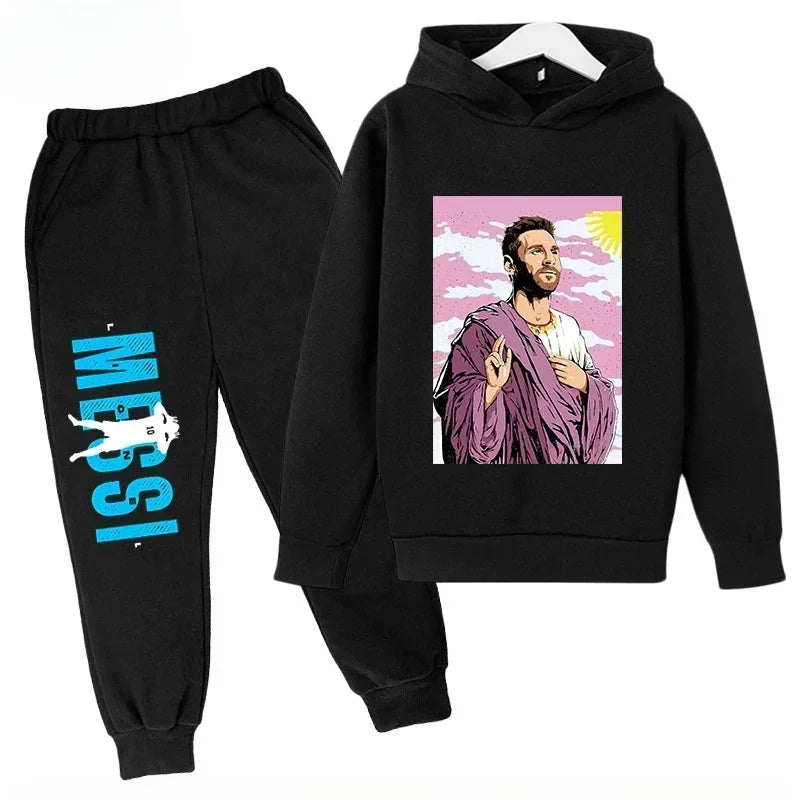 Messi Print Children's Set Sports Hoodie Pants Suit 2pcs Set Boys Girls Baby Kid Clothing Casual Fashion Autumn Winter sportsuit