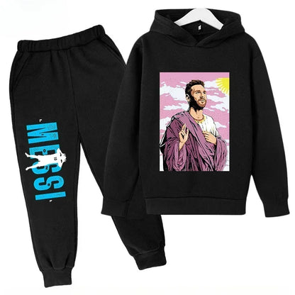 Messi Print Children's Set Sports Hoodie Pants Suit 2pcs Set Boys Girls Baby Kid Clothing Casual Fashion Autumn Winter sportsuit
