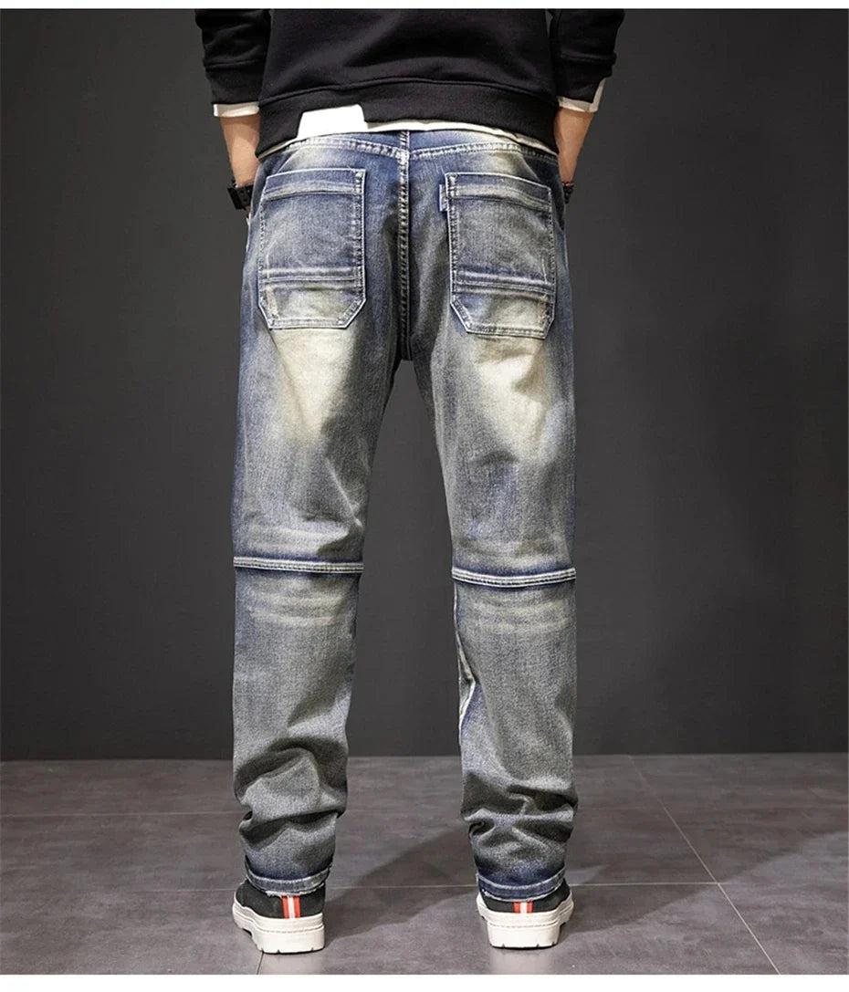 2024 Autumn and Winter New Jeans Fashion Street Jeans Men's Retro Punk Jeans Large Size 42 44