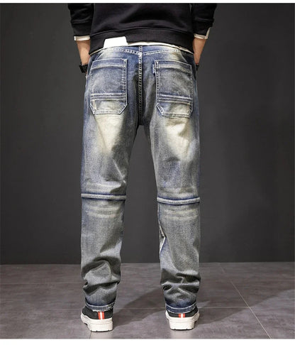 2024 Autumn and Winter New Jeans Fashion Street Jeans Men's Retro Punk Jeans Large Size 42 44
