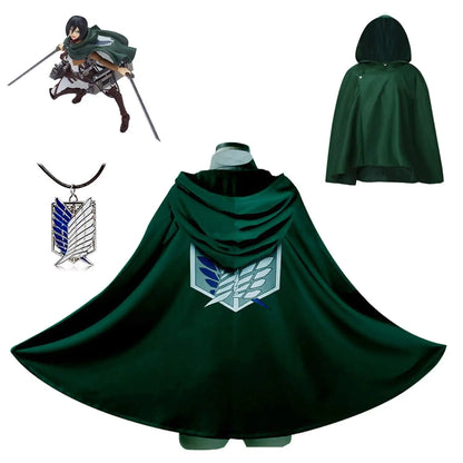 Men Women Attack on Titan Cloak Kids Cosplay shingeki no kyojin Cloak Shingeki No Kyojin Survey Corps Cloak Cape Green Shawl
