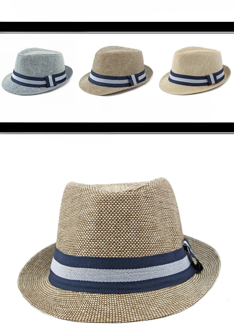 Middle-aged and Elderly Men's Top Hat Spring Summer Luxury Designer Sun Protection Beach Cap Grass Wedding Fedora Jazz Hat Party