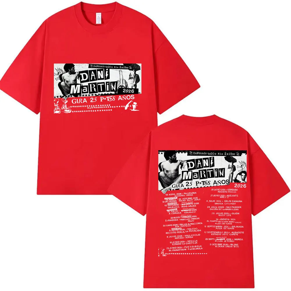 Rapper Dani Martin Tour 2025-2026 Merch T Shirts Men's Pop Music Clothing Short Sleeve T-shirt Man Hip Hop Gothic Vintage Tshirt