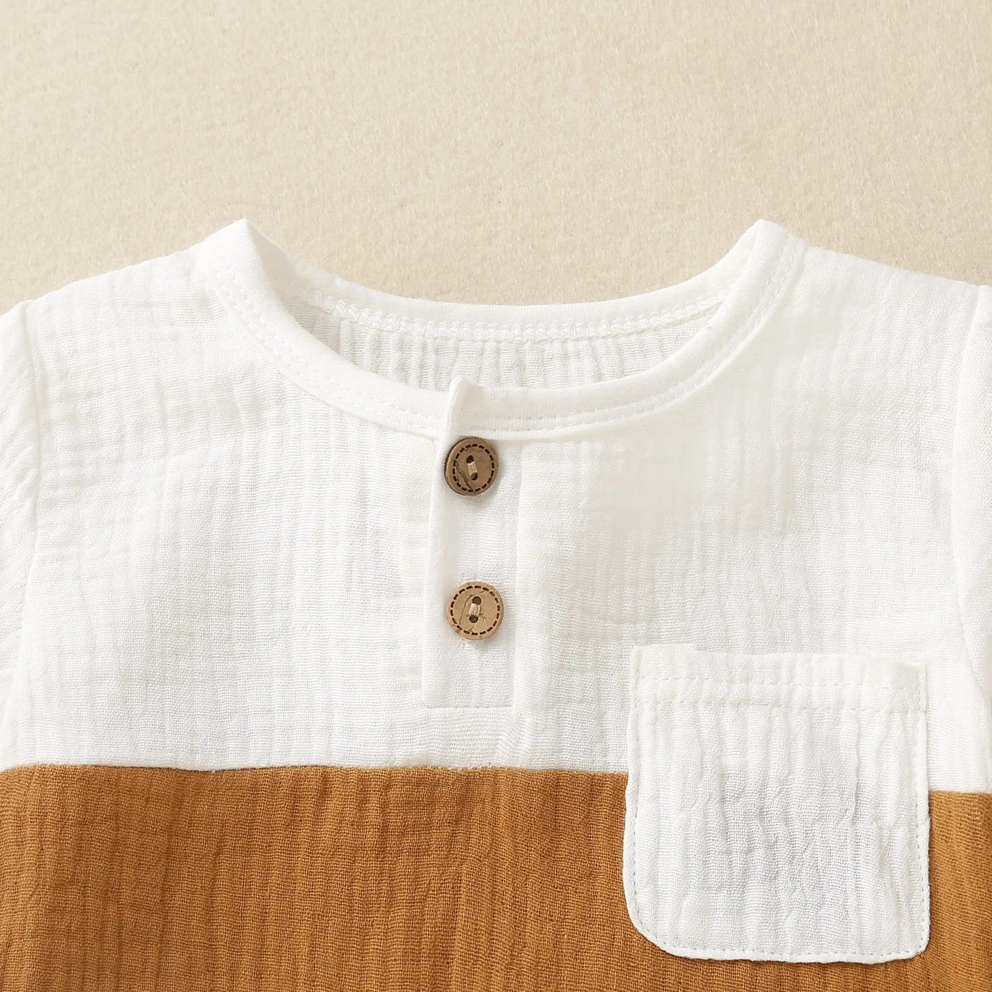 Infant Boys round Neck Color Block Short Sleeve Shorts Set Baby Boy Outfit Toddler Clothing Ensemble
