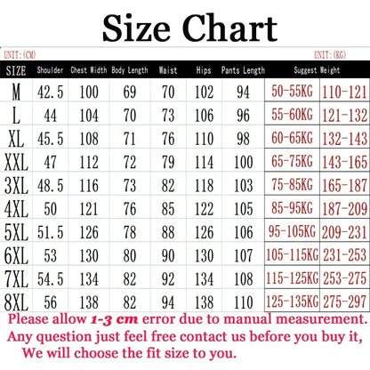 Men's Tracksuit Suit New Arrive Tracksuit Mens Casual Solid Solor Sweatpant Set Unisex Jogging Suit MEN Plus Size 6XL 7XL 8XL