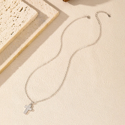 925 Sterling Silver Sweet Cool Cross Link Chain Necklace Emerald Cut CZ Pendant Necklace For Women Fine Jewelry Gift