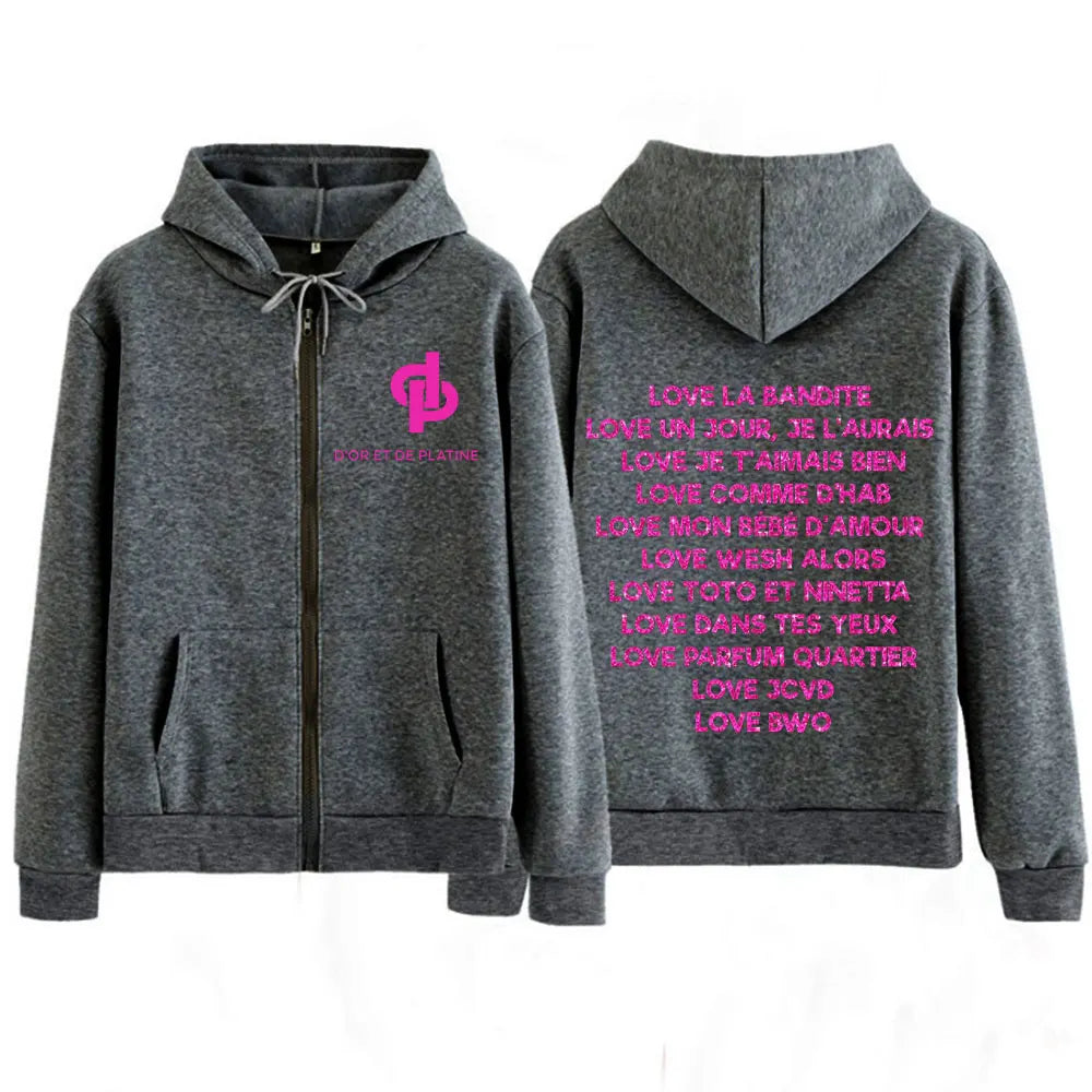 2025 Hot Sale Love Jul Graphic Vintage Zipper Hoodie Man Woman Hip-hop Tracksuit Long-sleeved Loose Casual Aesthetic Sweatshirts
