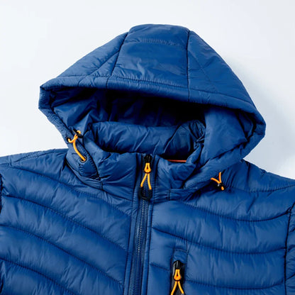 Mens Lightweight Outdoor Puffer Jacket Hooded Insulated Thermal Puffy Winter Heated Running Travle Casual Cotton Outdoor Coat