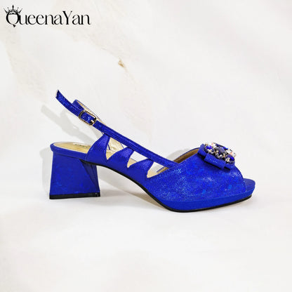 Newest Italian Design Special Synthetic Fabrics Women's Matching Shoes and Bag Set High Heel for Weddings and Parties