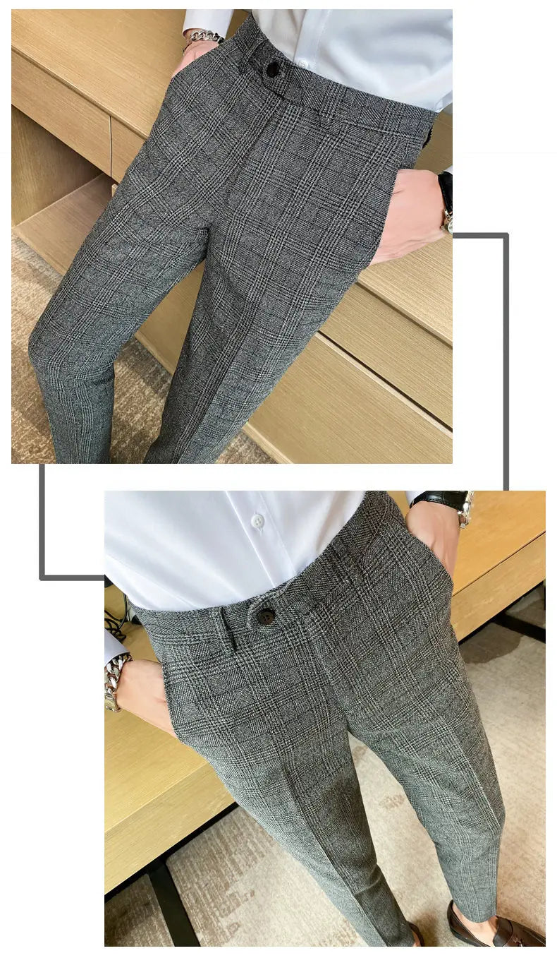 Spring and Autumn Checked Trousers for Men Are Trendy, Fashionable, Cool and Versatile, as Well as for Business and Casual Wear