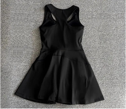 Tennis Skirt Casual Half Zipper Sports Fitness Dress Anti-Running High Waist Slim Golf Yoga Dress