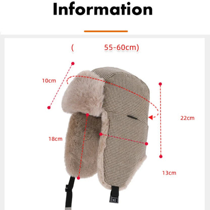 Bomber Hat Plaid Russian Caps Thick Warm Autumn Winter Hat Men Women Ski Trapper Earflap Cap Male Female Russian Fur Hat