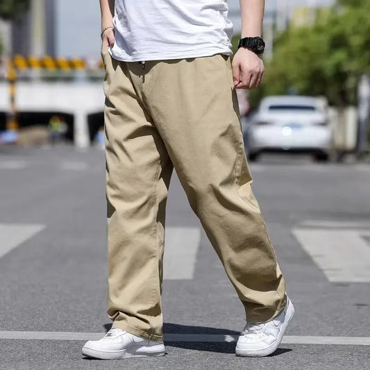 Men's Summer Workwear Pants Plus Size Loose Straight Leg Casual Trousers XL-8XL Big and Tall Large Summer Pants Asian Size