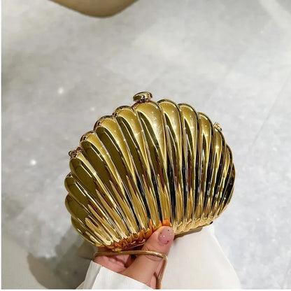 2025 Women Silver Gold Shell Bag Cute Acrylic Evening Clutch Bag With Strap For Wedding Party Small Purses Designer Handbags Ins