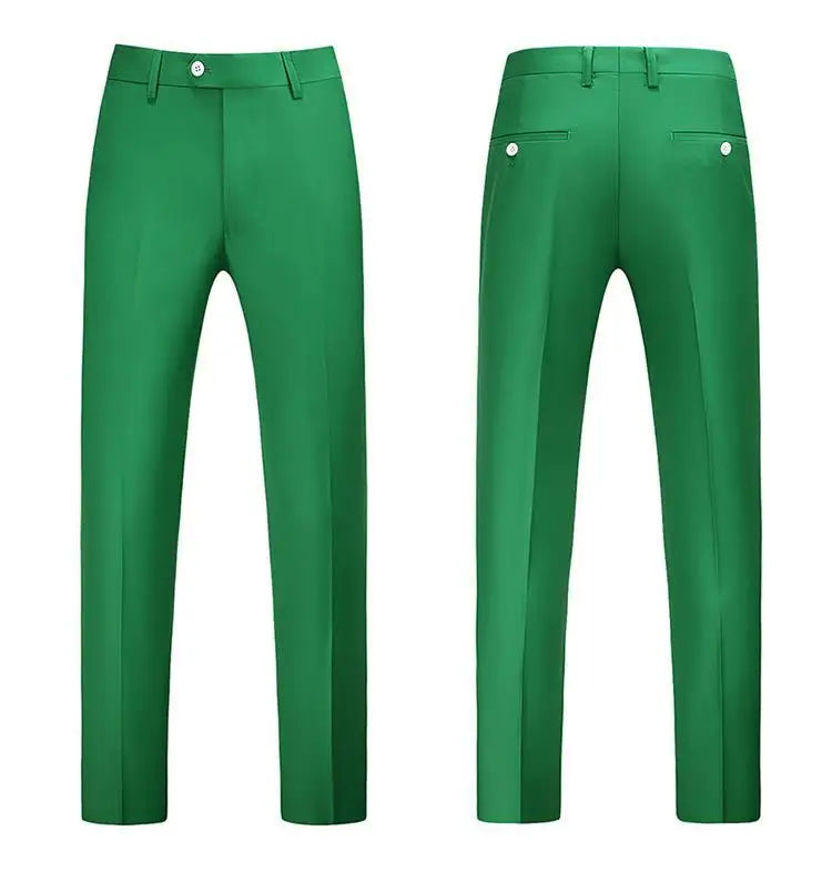 19 Colors High Quality Men's Solid Color Slim Fit Suit Pants Fashion Formal Business Social Groom Wedding High End Trousers