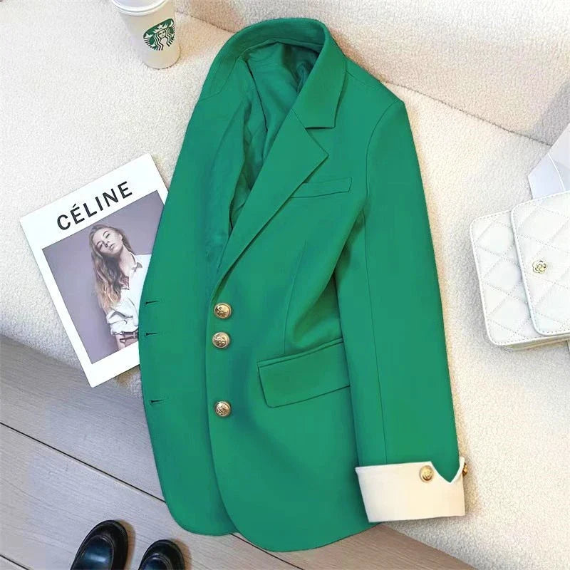 2025 Fashion Ladies Blazer Women Coat Spring Autumn Green Black Khaki Long Sleeve Female Business Work Wear  Formal Jacket