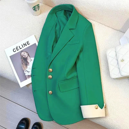 2025 Fashion Ladies Blazer Women Coat Spring Autumn Green Black Khaki Long Sleeve Female Business Work Wear  Formal Jacket