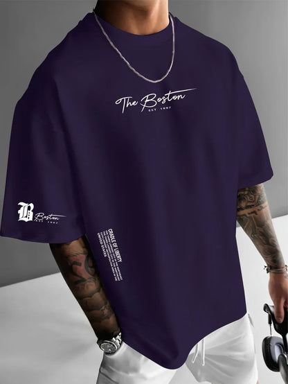 2026 Summer New Men's T-shirt with 3D Letter Pattern Printing Street Casual Fashion Comfortable Soft Breathable