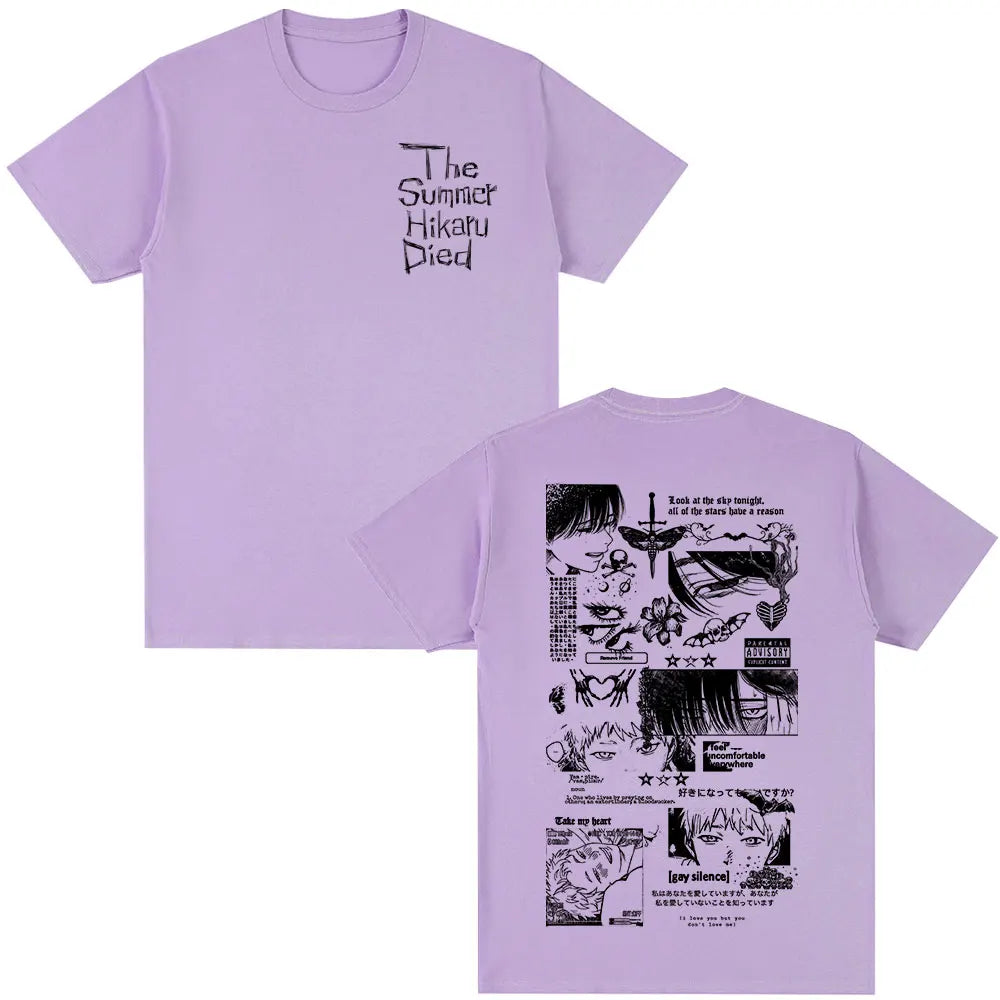 Anime The Summer Hikaru Died Hikaru Yoshiki Manga Short Sleeve T-shirts Men Women Fashion Cotton Casual Oversized T Shirt Couple