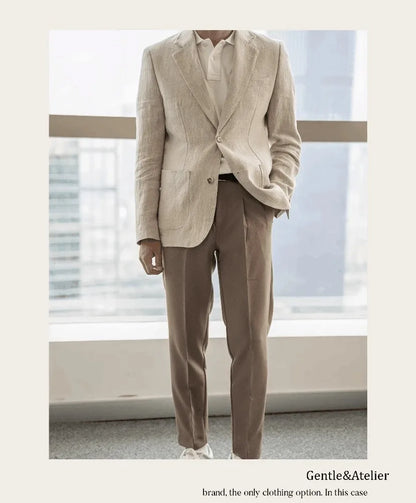 Summer Linen Casual Breathable Men's Lightweight Breathable Slim-Fit Blazer Vintage Italian Style Trendy