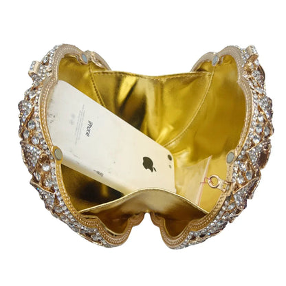 Hot-selling Luxury Sunflower-shaped Hollow Full-paved Sparkling Beaded Crystal Women's Wedding Evening Bag.