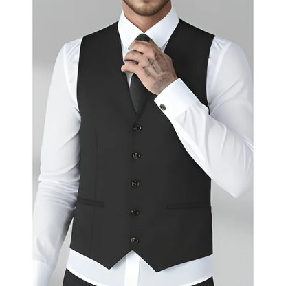 Man Waistcoat Single-breasted V-neck Male Suit Vest Simple Solid Color Comfortable Business Casual Versatile Men Vest