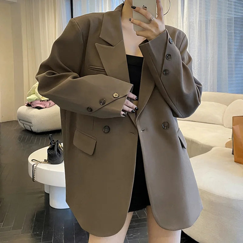 Coat Women Blazer Coats Turn Down Collar Blazers Jackets Y2k Streetwear Work Suits Elegant Splice Casual Jacket 2026 Spring