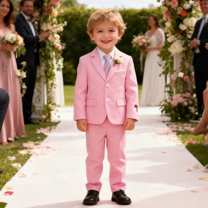2-14 Yrs Toddler Suit Set with Rose Embroidery 3-Piece Formal Conmmunion Tuxedo Jacket Pants Tie Fast Delivery DTLumika