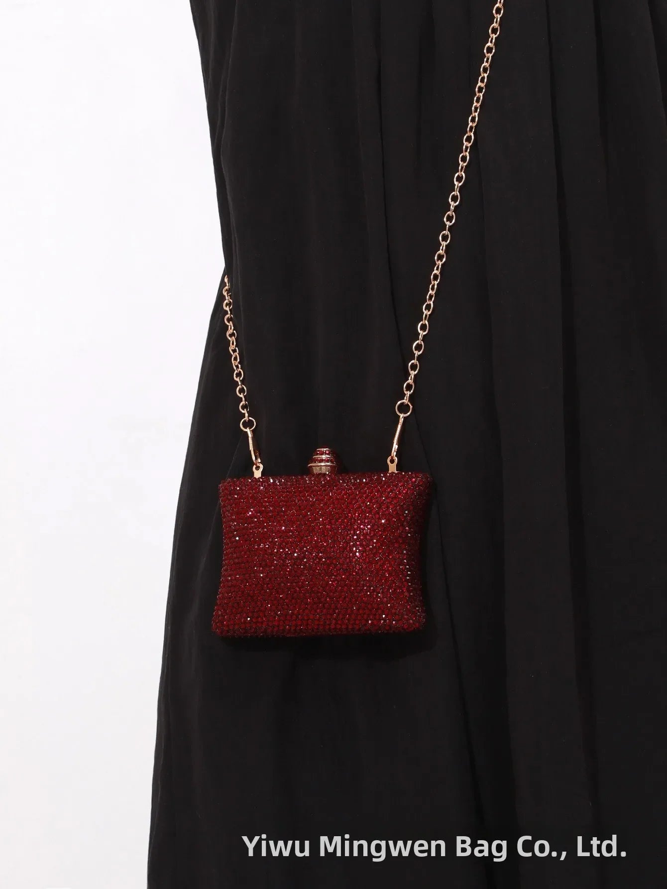 Diamond Crystal Handbag Evening Bag Cross-Border Wedding Ladies Party Shell Shape Polyester Handheld Bag with Lock Buckle